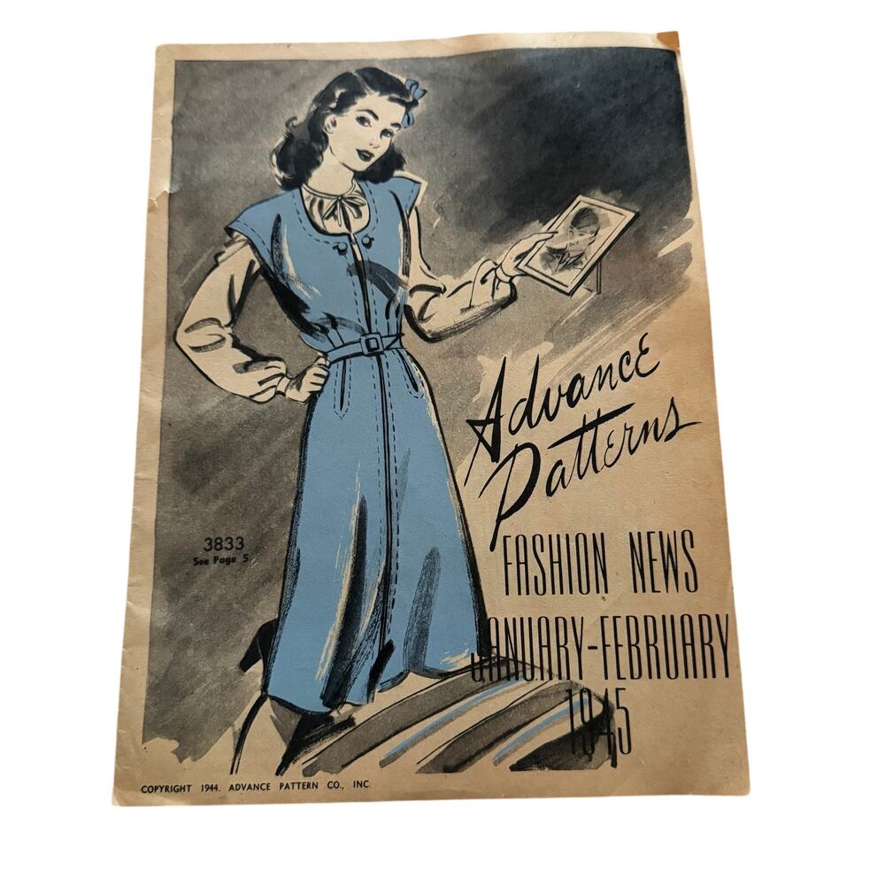 Vintage Jan-Feb 1945 Advance Pattern Co Fashion News Booklet WWII Era Sewing